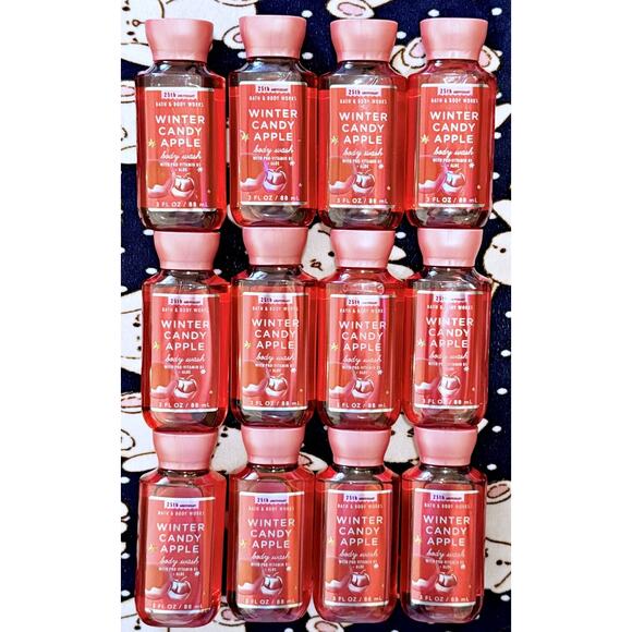 12 pcs Bath & Body Works WINTER CANDY APPLE 3oz Travel Size Shower Gel Body Wash - Picture 2 of 4